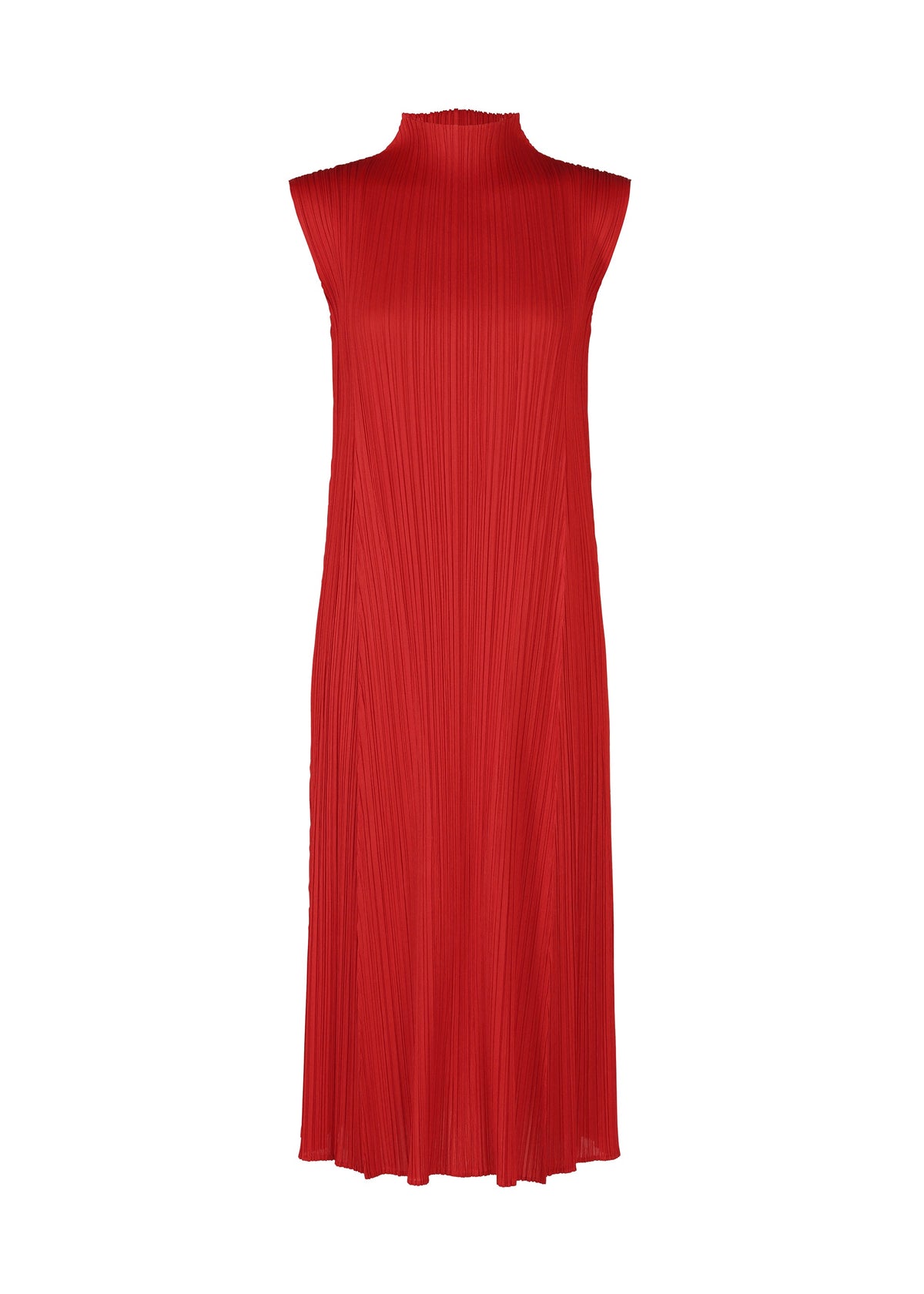 A product shot of the PLEATS PLEASE ISSEY MIYAKE MONTHLY COLORS NOVEMBER dress in red (24).