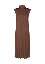 A product shot of the PLEATS PLEASE ISSEY MIYAKE MONTHLY COLORS NOVEMBER dress in brown (44).