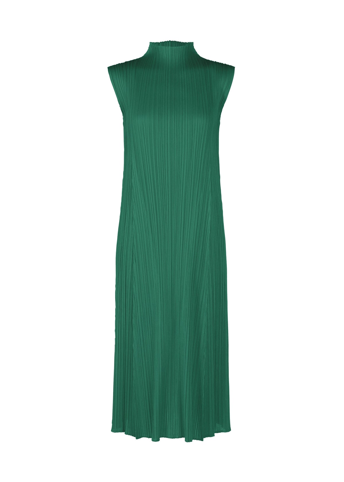 A product shot of the PLEATS PLEASE ISSEY MIYAKE MONTHLY COLORS NOVEMBER dress in green (62).