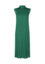A product shot of the PLEATS PLEASE ISSEY MIYAKE MONTHLY COLORS NOVEMBER dress in green (62).