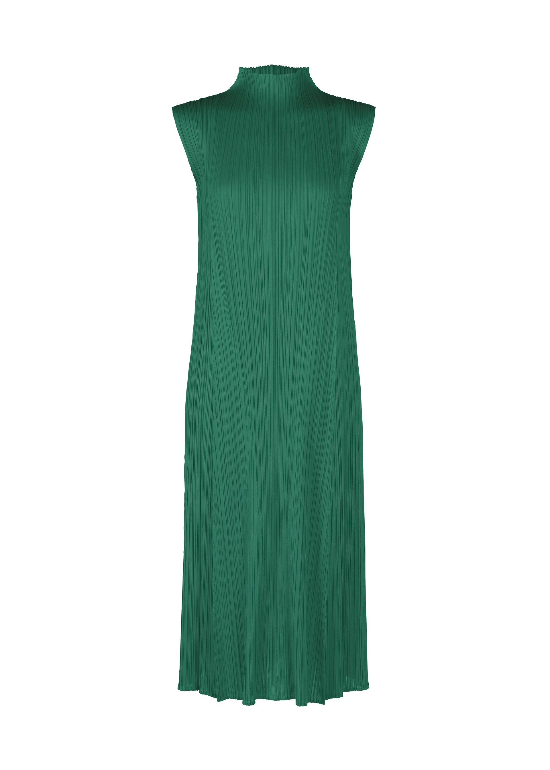 A product shot of the PLEATS PLEASE ISSEY MIYAKE MONTHLY COLORS NOVEMBER dress in green (62).