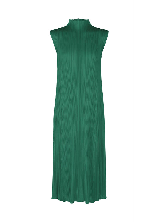 A product shot of the PLEATS PLEASE ISSEY MIYAKE MONTHLY COLORS NOVEMBER dress in green (62).