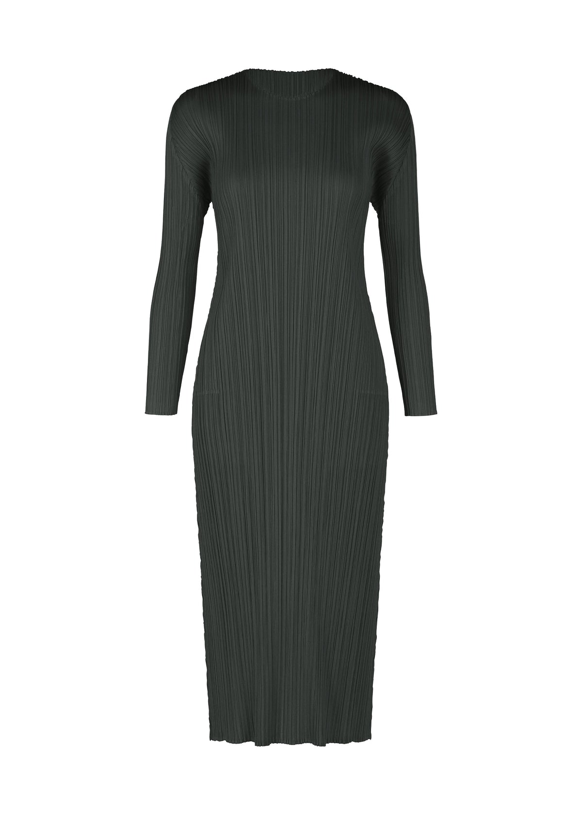 A product shot of the PLEATS PLEASE ISSEY MIYAKE MONTHLY COLORS NOVEMBER dress in charcoal (17).