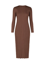 A product shot of the PLEATS PLEASE ISSEY MIYAKE MONTHLY COLORS NOVEMBER dress in brown (44).