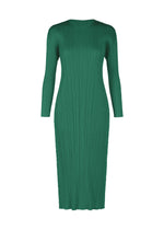 A product shot of the PLEATS PLEASE ISSEY MIYAKE MONTHLY COLORS NOVEMBER dress in green (62).