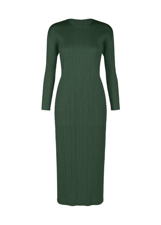 A product shot of the PLEATS PLEASE ISSEY MIYAKE MONTHLY COLORS DECEMBER clothing in forest green (64).