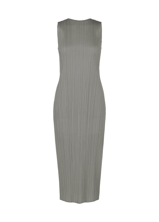 A product shot of the PLEATS PLEASE ISSEY MIYAKE LUCID PLEATS dress in grey (12).