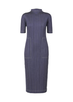A product shot of the PLEATS PLEASE ISSEY MIYAKE COTTON DENIM dress in blue (72).