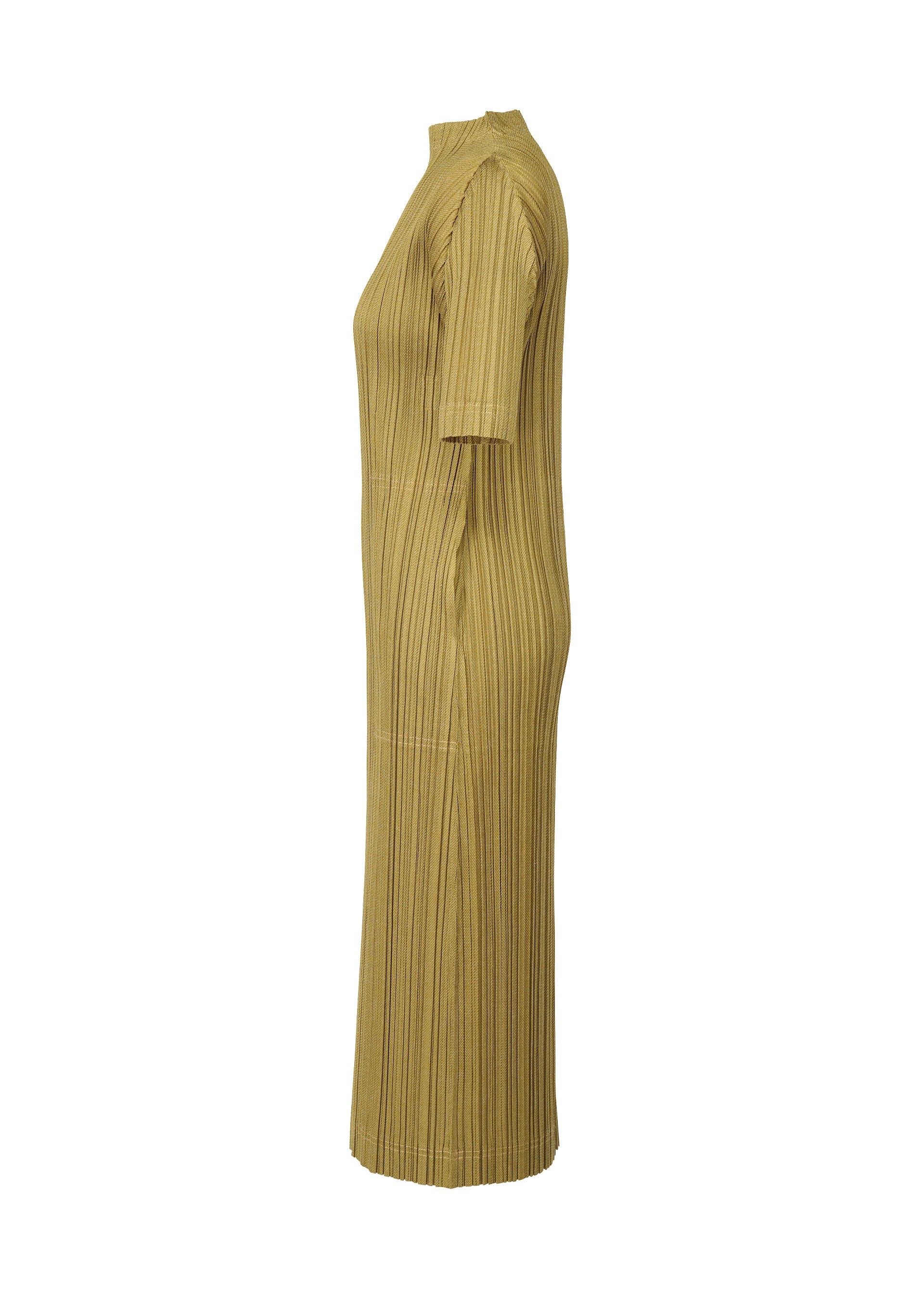 A detail shot of the PLEATS PLEASE ISSEY MIYAKE COTTON DENIM dress.