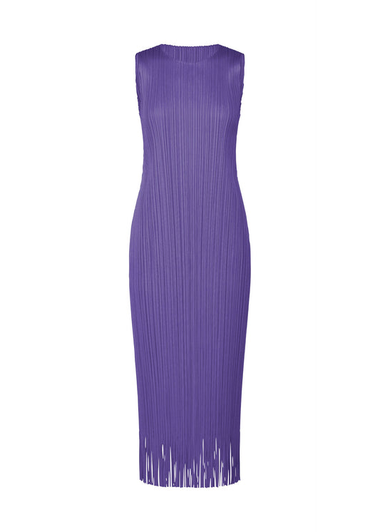A product shot of the PLEATS PLEASE ISSEY MIYAKE WAVE dress in purple blue (83).