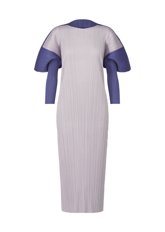 A product shot of the PLEATS PLEASE ISSEY MIYAKE SQUARE dress in blue grey (09).