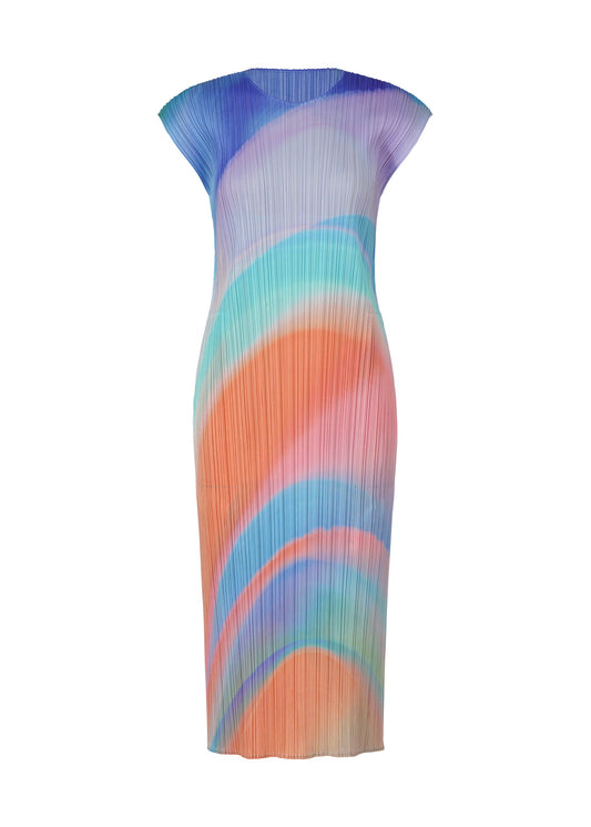 A product shot of the PLEATS PLEASE ISSEY MIYAKE GROOVE dress in blue (72).