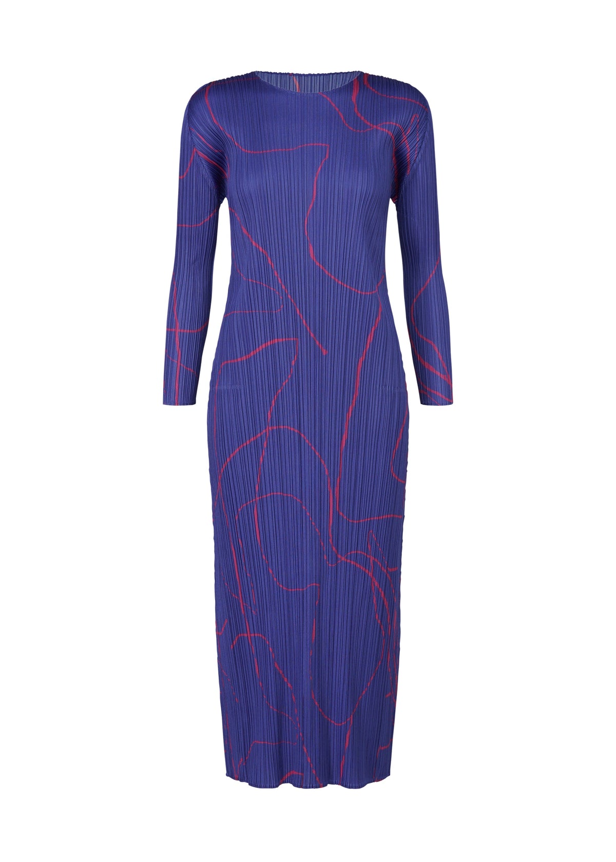 A product shot of the PLEATS PLEASE ISSEY MIYAKE PAUSE dress in blue (72).