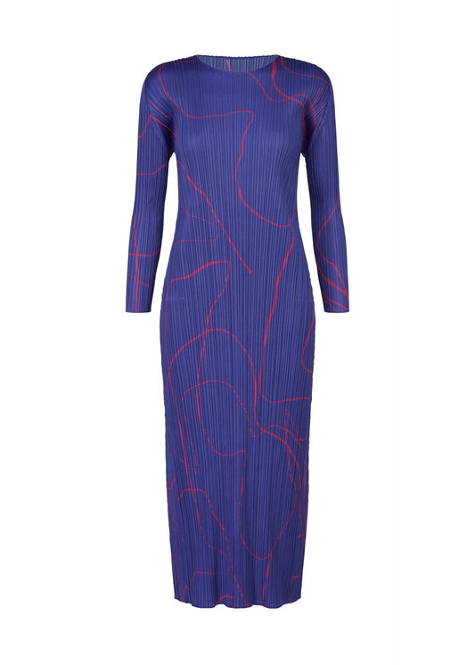 A product shot of the PLEATS PLEASE ISSEY MIYAKE PAUSE dress in blue (72).