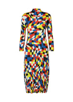 A product shot of the PLEATS PLEASE ISSEY MIYAKE DANCING SQUARE dress in multi (94).