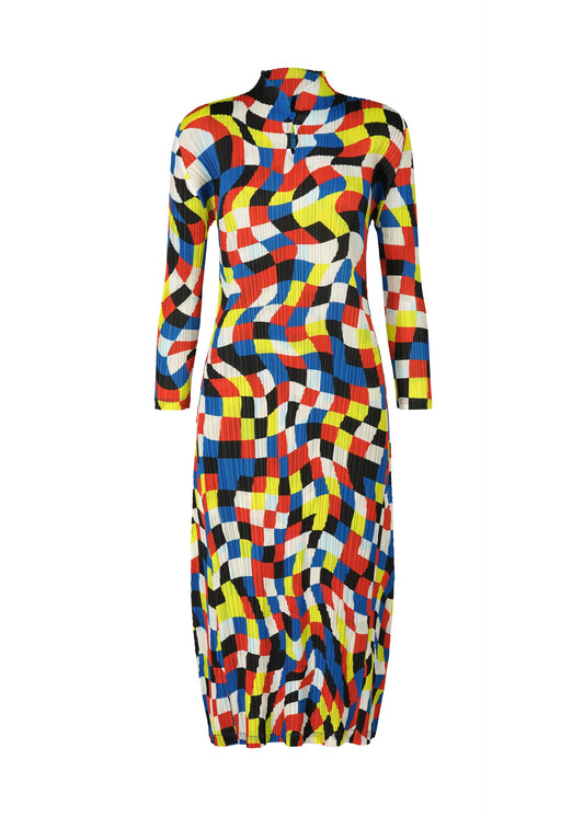 A product shot of the PLEATS PLEASE ISSEY MIYAKE DANCING SQUARE dress in multi (94).