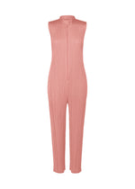 A product shot of the PLEATS PLEASE ISSEY MIYAKE MONTHLY COLORS SEPTEMBER jumpsuit in rose pink (28).