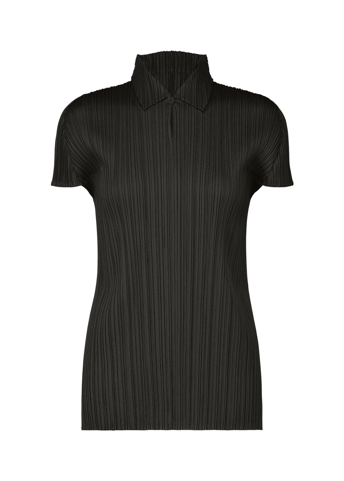 A product shot of the PLEATS PLEASE ISSEY MIYAKE MONTHLY COLORS AUGUST top in black (15).