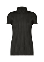 A product shot of the PLEATS PLEASE ISSEY MIYAKE MONTHLY COLORS AUGUST top in black (15).