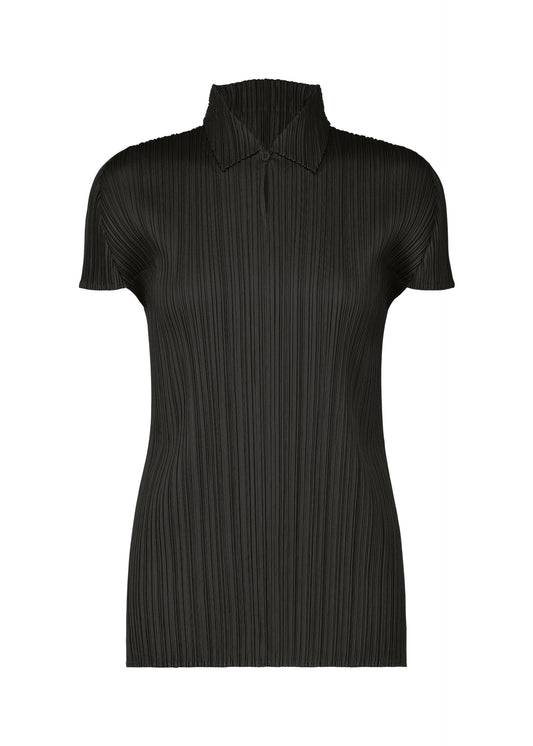 A product shot of the PLEATS PLEASE ISSEY MIYAKE MONTHLY COLORS AUGUST top in black (15).