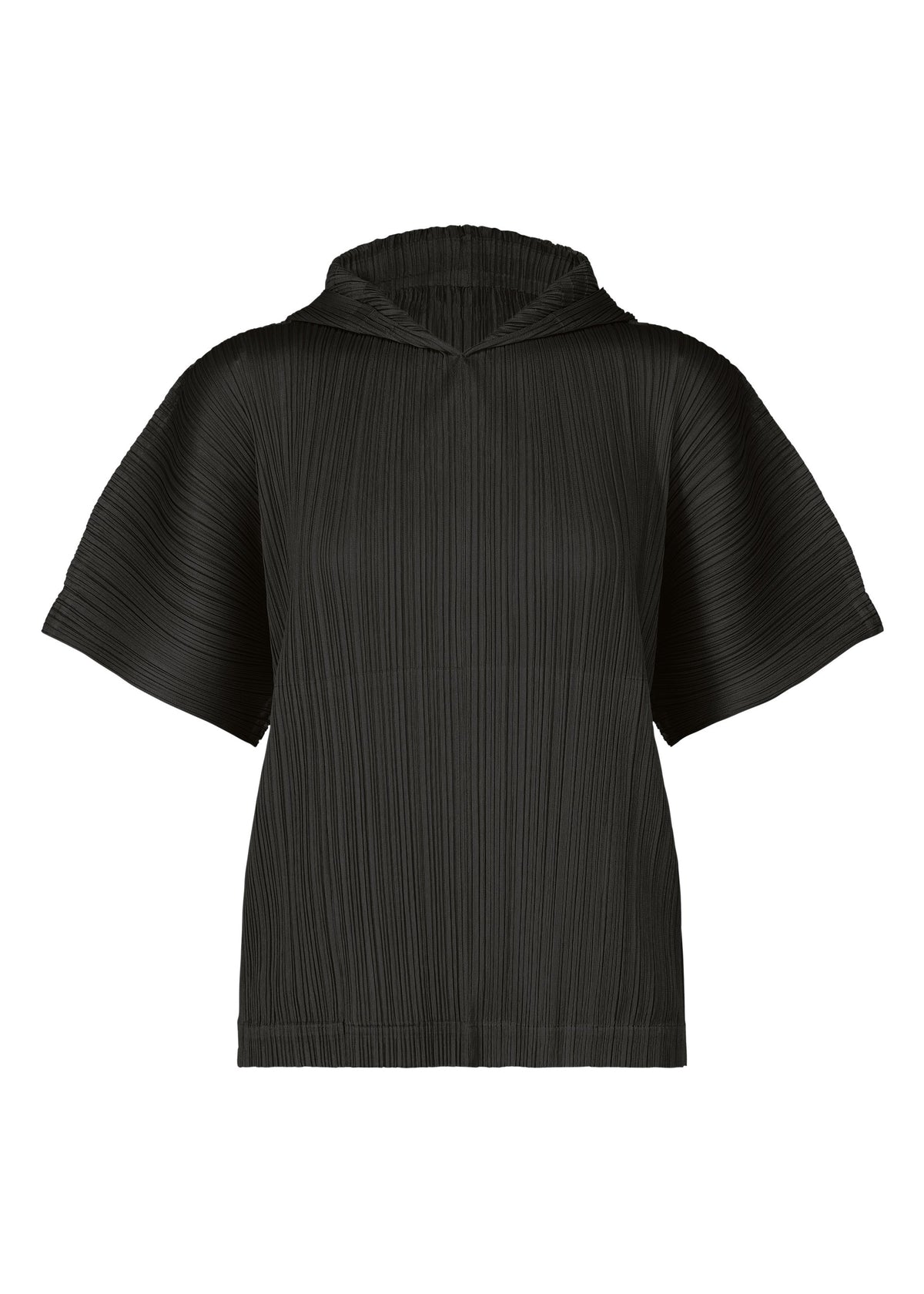 A product shot of the PLEATS PLEASE ISSEY MIYAKE MONTHLY COLORS AUGUST top in black (15).