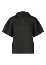 A product shot of the PLEATS PLEASE ISSEY MIYAKE MONTHLY COLORS AUGUST top in black (15).