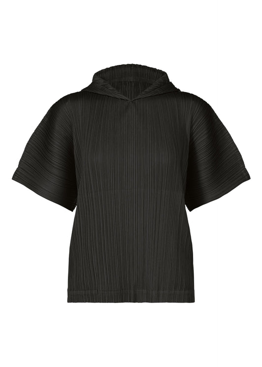 A product shot of the PLEATS PLEASE ISSEY MIYAKE MONTHLY COLORS AUGUST top in black (15).