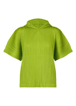 A product shot of the PLEATS PLEASE ISSEY MIYAKE MONTHLY COLORS AUGUST top in yellow green (58).