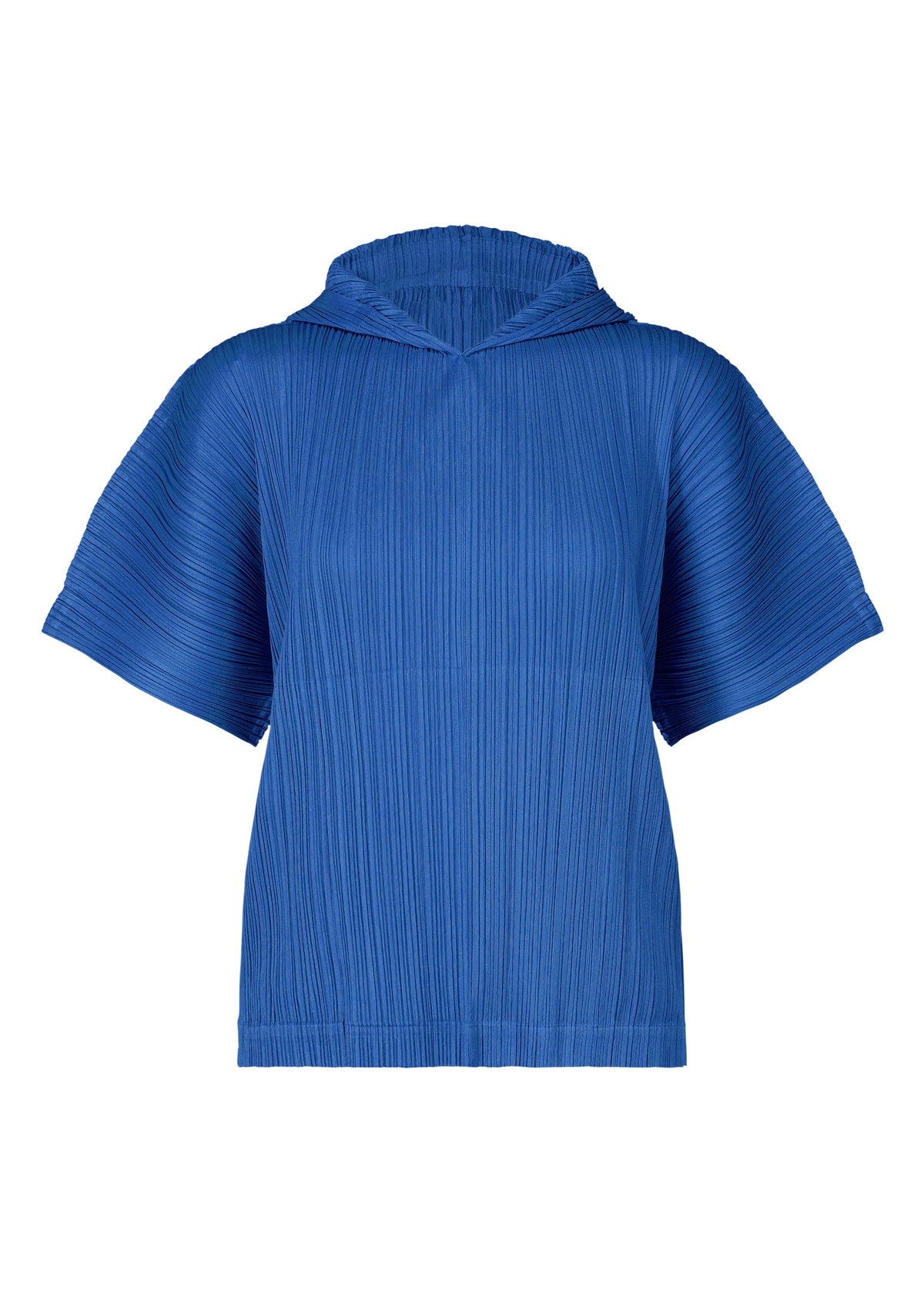 A product shot of the PLEATS PLEASE ISSEY MIYAKE MONTHLY COLORS AUGUST top in blue (72).
