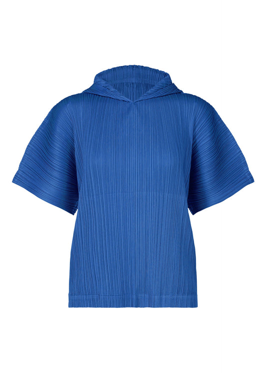 A product shot of the PLEATS PLEASE ISSEY MIYAKE MONTHLY COLORS AUGUST top in blue (72).