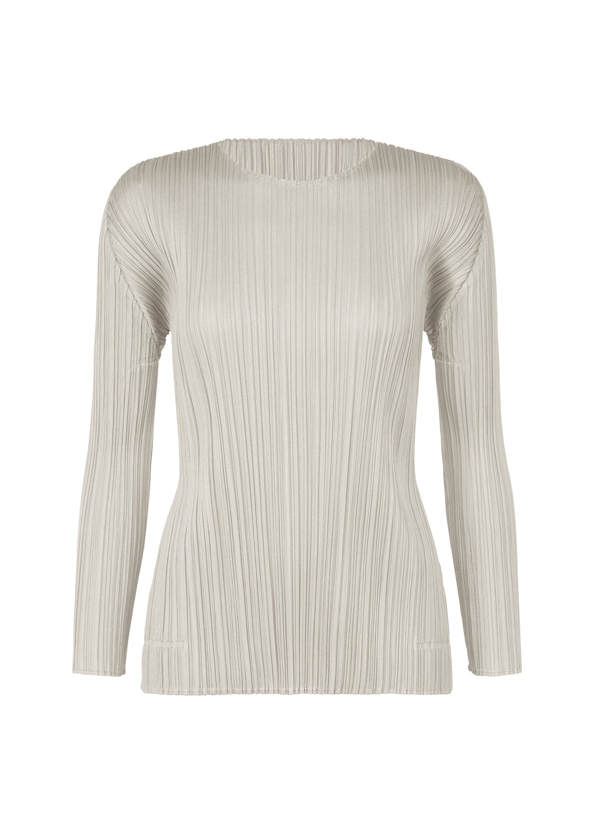 A product shot of the PLEATS PLEASE ISSEY MIYAKE MONTHLY COLORS SEPTEMBER top in light grey (10).