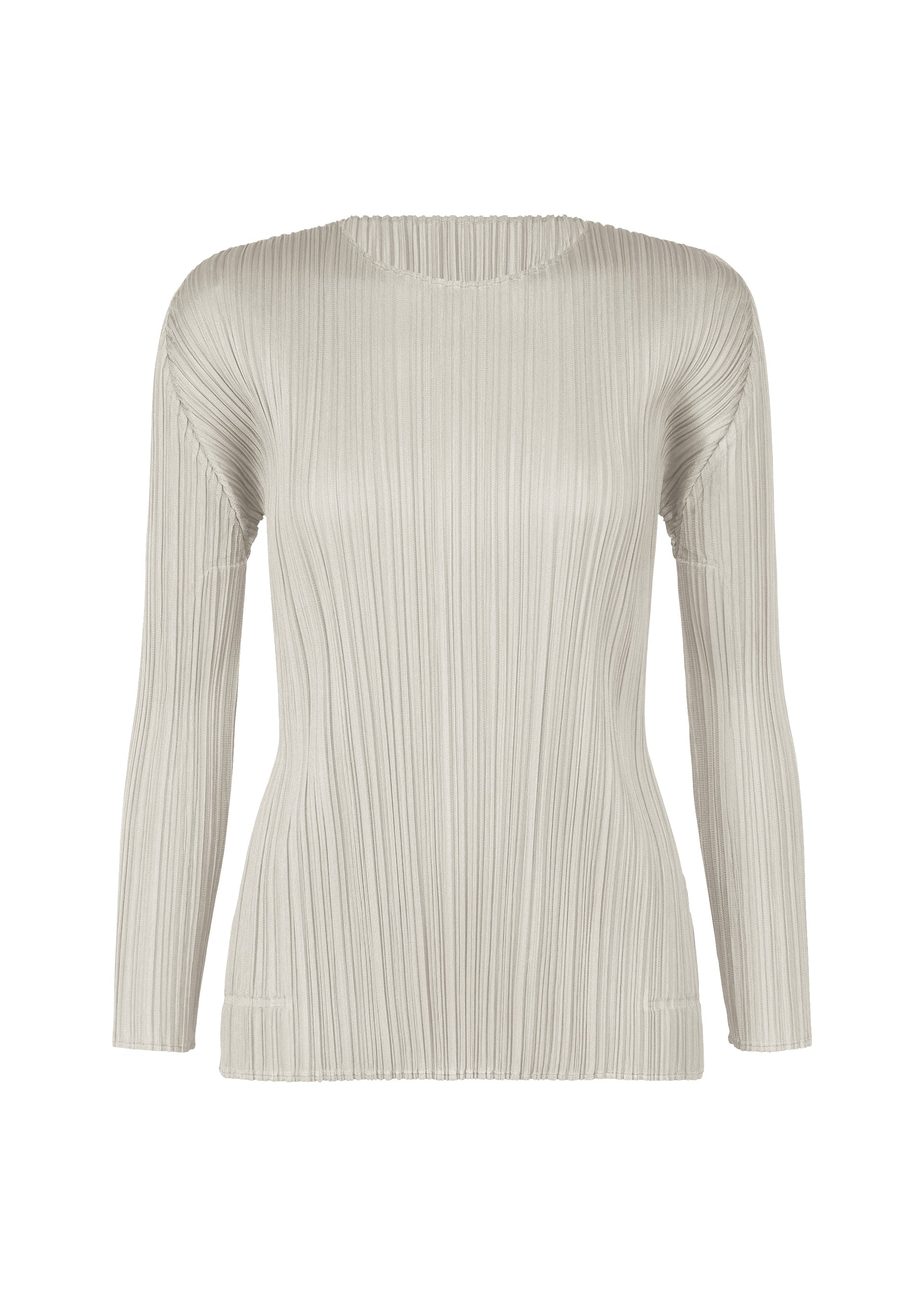 A product shot of the PLEATS PLEASE ISSEY MIYAKE MONTHLY COLORS SEPTEMBER top in light grey (10).