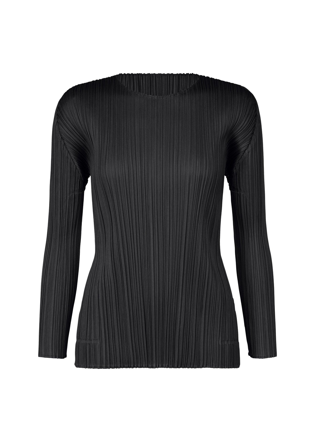 A product shot of the PLEATS PLEASE ISSEY MIYAKE MONTHLY COLORS SEPTEMBER top in black (15).