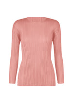 A product shot of the PLEATS PLEASE ISSEY MIYAKE MONTHLY COLORS SEPTEMBER top in rose pink (28).
