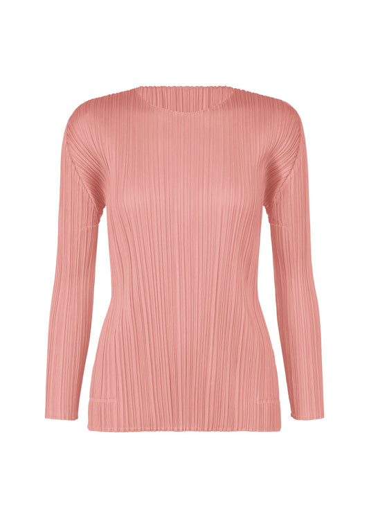 A product shot of the PLEATS PLEASE ISSEY MIYAKE MONTHLY COLORS SEPTEMBER top in rose pink (28).