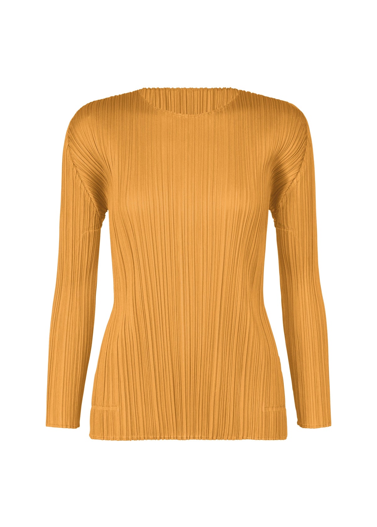 A product shot of the PLEATS PLEASE ISSEY MIYAKE MONTHLY COLORS SEPTEMBER top in ochre (56).