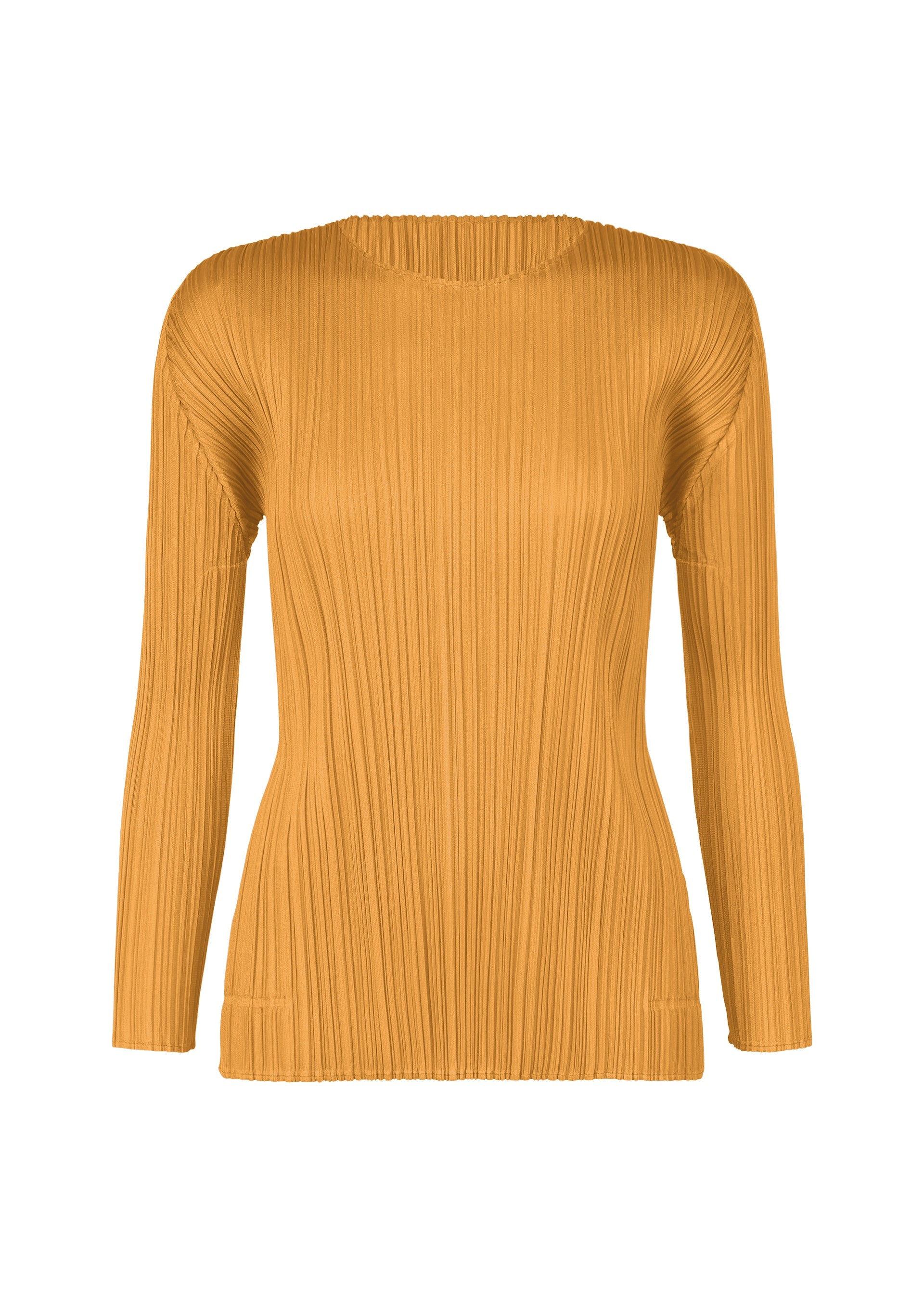 A product shot of the PLEATS PLEASE ISSEY MIYAKE MONTHLY COLORS SEPTEMBER top in ochre (56).