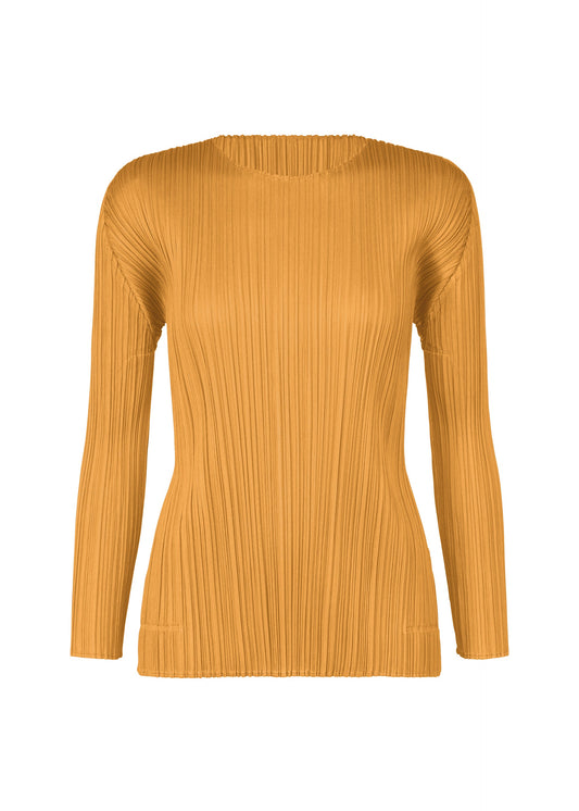 A product shot of the PLEATS PLEASE ISSEY MIYAKE MONTHLY COLORS SEPTEMBER top in ochre (56).