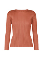 A product shot of the PLEATS PLEASE ISSEY MIYAKE MONTHLY COLORS OCTOBER top in coral pink (29).