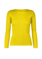 A product shot of the PLEATS PLEASE ISSEY MIYAKE MONTHLY COLORS OCTOBER top in canary yellow (51).