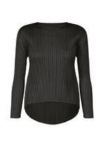 A product shot of the PLEATS PLEASE ISSEY MIYAKE MONTHLY COLORS OCTOBER top in black (15).