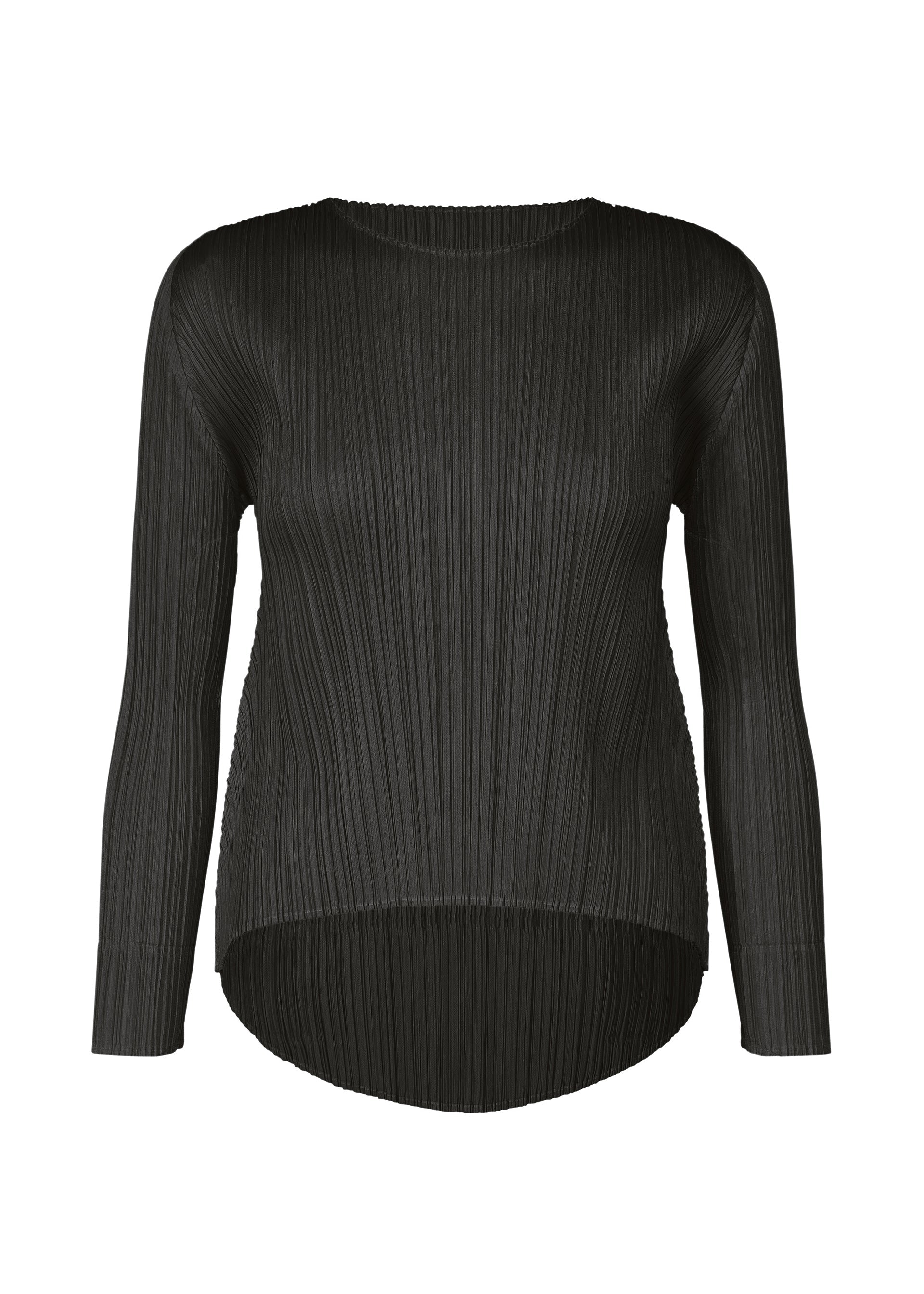 A product shot of the PLEATS PLEASE ISSEY MIYAKE MONTHLY COLORS OCTOBER top in black (15).