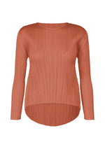 A product shot of the PLEATS PLEASE ISSEY MIYAKE MONTHLY COLORS OCTOBER top in coral pink (29).