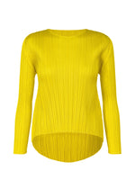 A product shot of the PLEATS PLEASE ISSEY MIYAKE MONTHLY COLORS OCTOBER top in canary yellow (51).