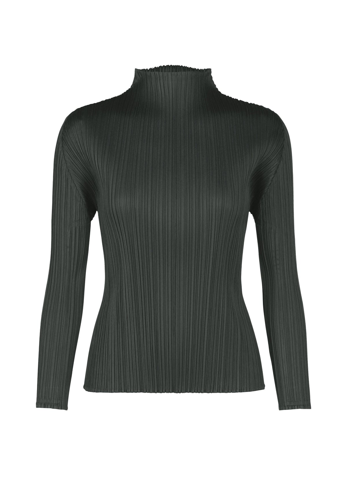 A product shot of the PLEATS PLEASE ISSEY MIYAKE MONTHLY COLORS NOVEMBER top in charcoal (17).