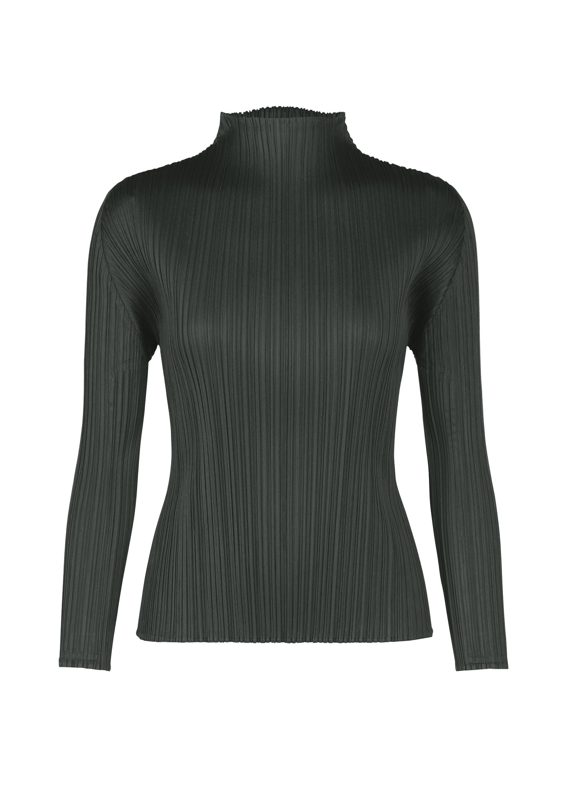 A product shot of the PLEATS PLEASE ISSEY MIYAKE MONTHLY COLORS NOVEMBER top in charcoal (17).