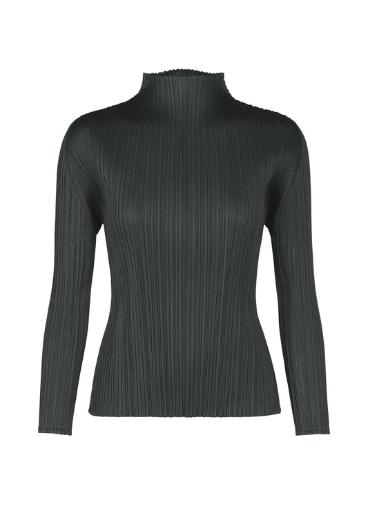 A product shot of the PLEATS PLEASE ISSEY MIYAKE MONTHLY COLORS NOVEMBER top in charcoal (17).