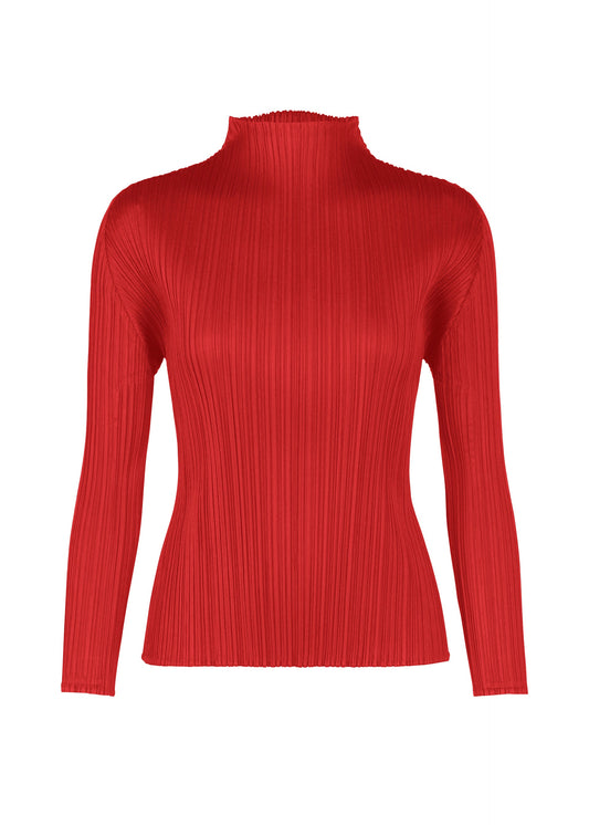 A product shot of the PLEATS PLEASE ISSEY MIYAKE MONTHLY COLORS NOVEMBER top in red (24).