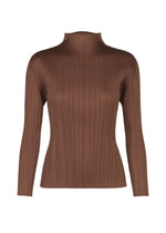 A product shot of the PLEATS PLEASE ISSEY MIYAKE MONTHLY COLORS NOVEMBER top in brown (44).