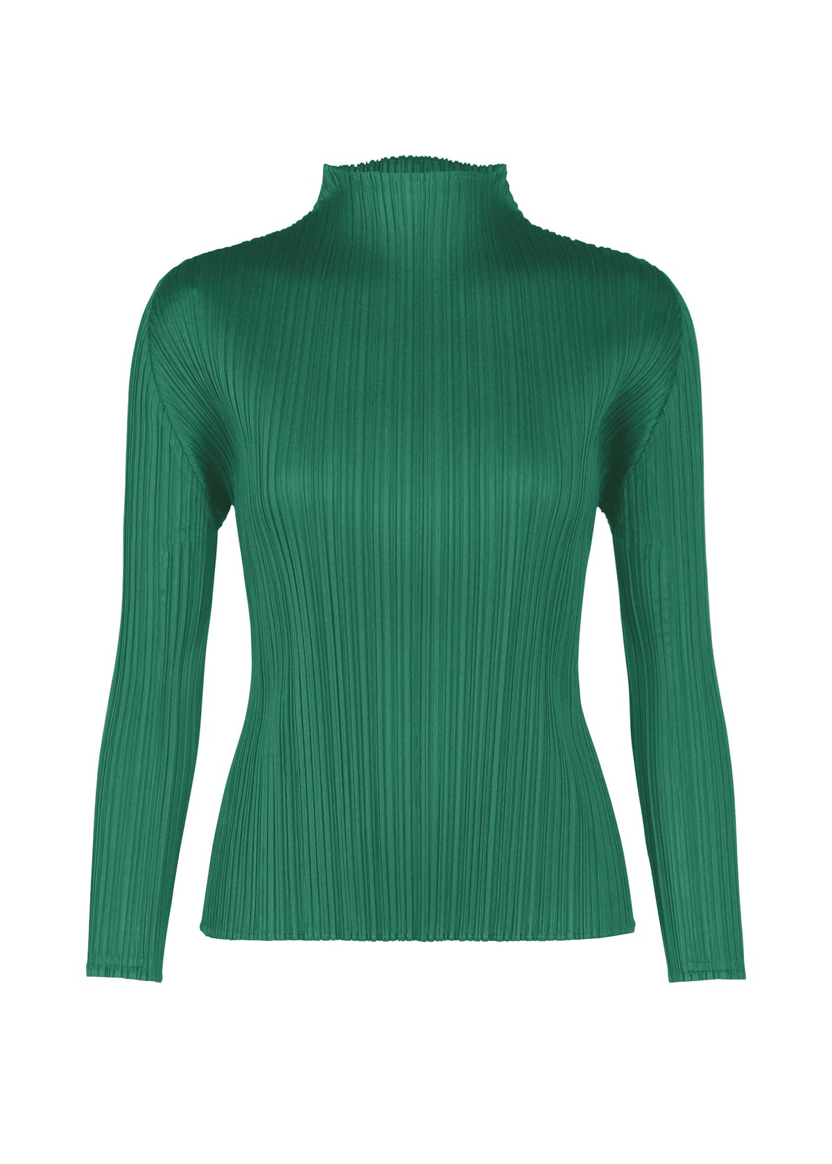 A product shot of the PLEATS PLEASE ISSEY MIYAKE MONTHLY COLORS NOVEMBER top in green (62).
